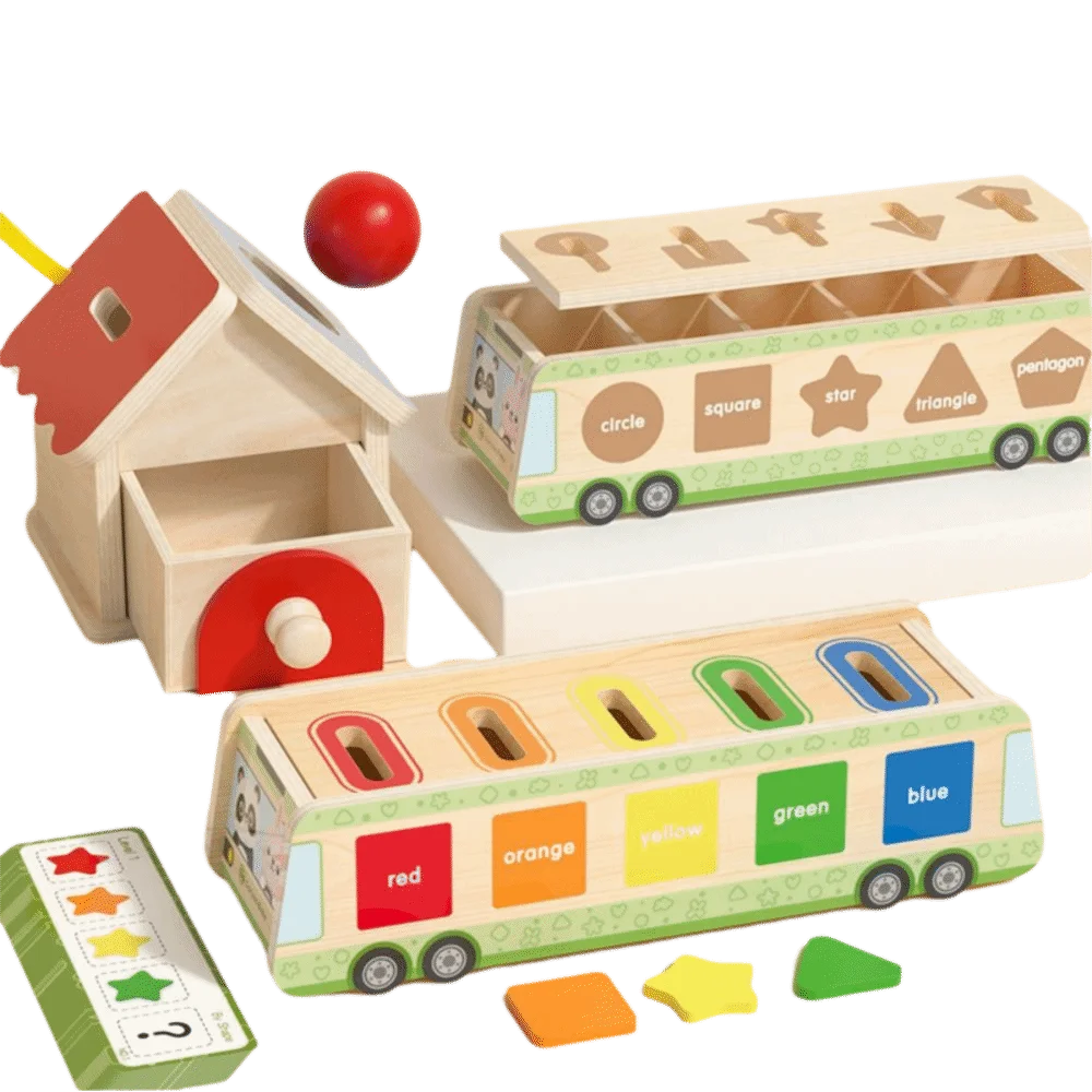 Scatola di smistamento delle forme in legno con cognizione geometrica Montessori Gioco da tavolo multicolore per l'ordinamento delle forme e dei colori per l'educazione precoce