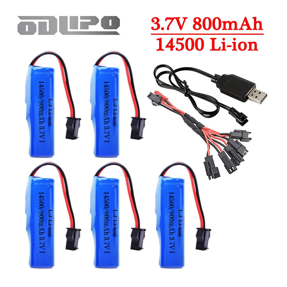 Per JJRC C2 D828 RC ricambi auto 14500 SM-2P 3.7v 800mah caricabatteria Lipo set per RC Stunt Dump auto batteria giocattoli accessori