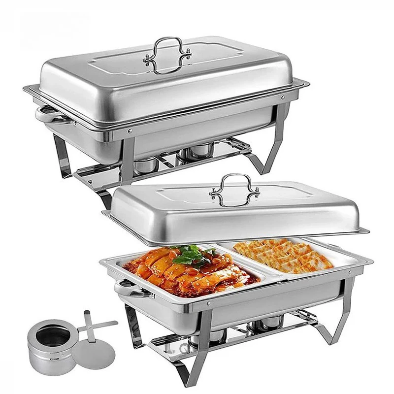 

Arab Hotel Commercial Catering Hot Pot Large Capacity Rectangular Buffet Stove Stainless Steel Lid Warmer