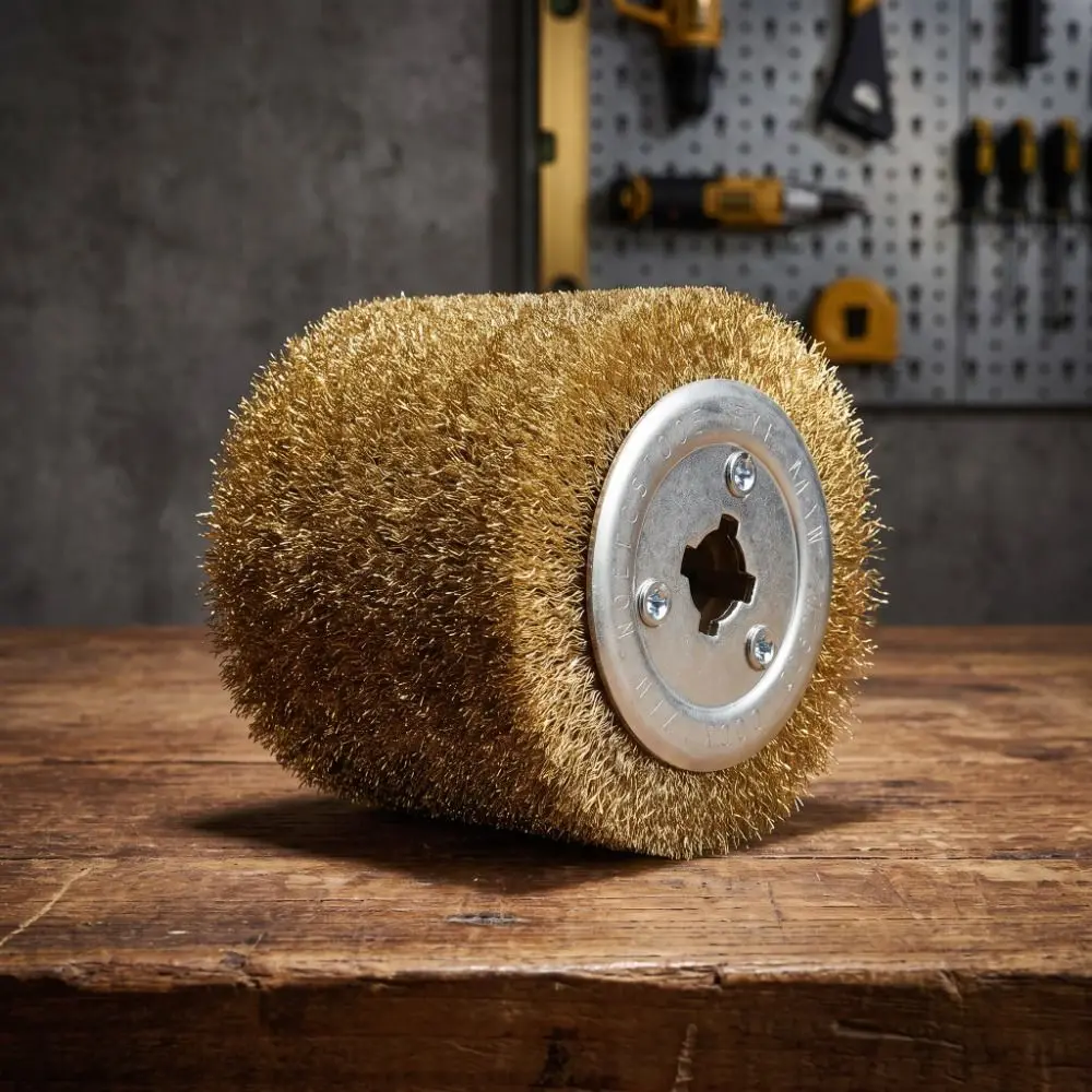 Copper Coated Steel Wire Polishing Wheel Metal Wire Brush Steel Wire Roller Grinding Wheel Rust Removal Oxidation Removal