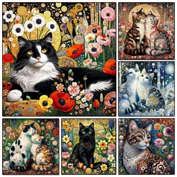 New Arrival 5d Diamond Painting Animal Cat Diamond Art Flowers Embroidery Diamond Mosaic Full Cross Stitch Kits Home Decor