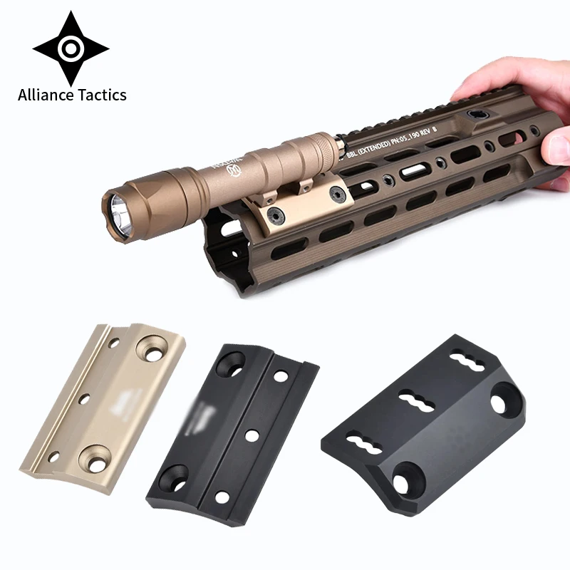 Tactical Airsoft Flashlight Fit SMR Rail mini Scout Light Offset Side Mount For WADSN M300 M600 Weapon Light Base Accessories