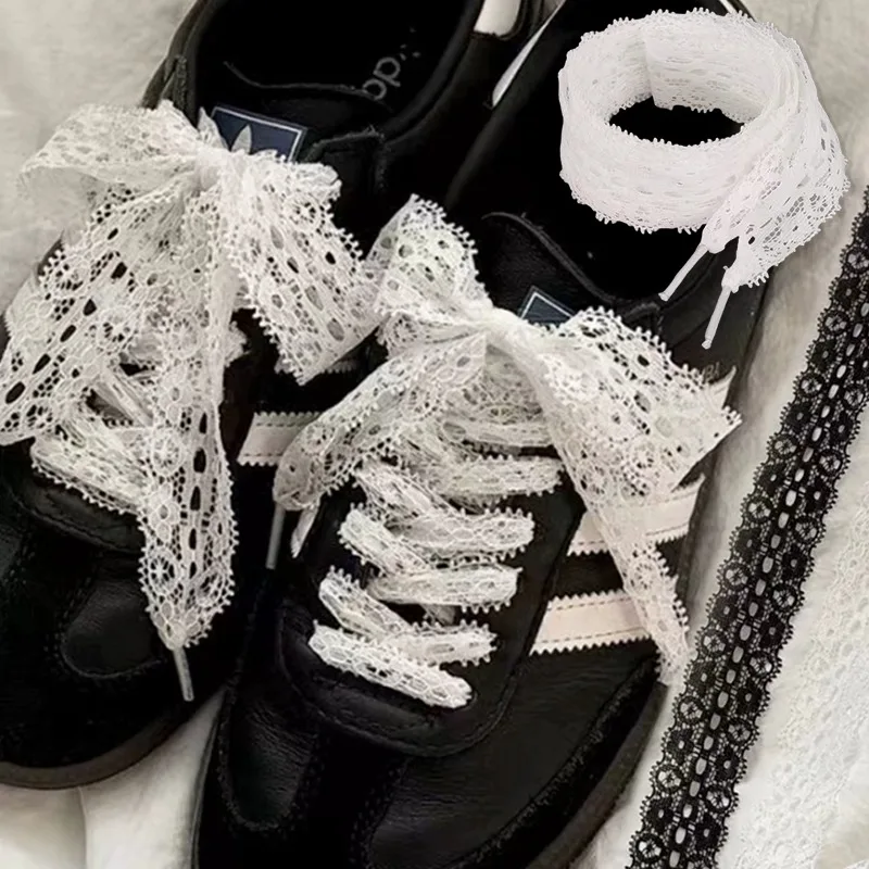 

1/2/4Pairs Fancy Lace 3CM Width Flat Shoelace for Sneakers Shoe laces for Women Casual Shoes Black White Shoe Laces Accessorices