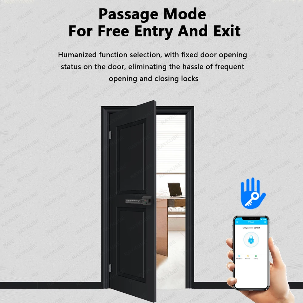 Imagem -04 - Smart Fingerprint Door Lock Senha de Bloqueio com Chaves App Desbloquear Quarto Interior de Madeira Metal Novo Raykube-l70 tt