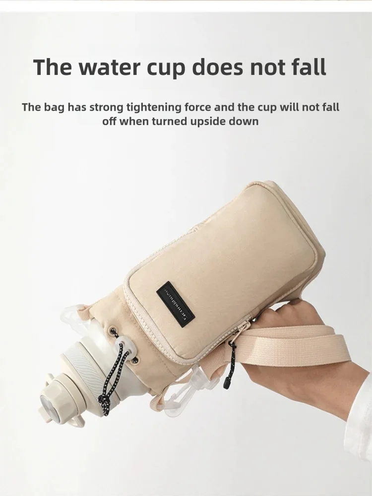 Portable Water Bottle Carrier Bag Travel Crossbody Kettle Sleeve With Phone Pocket Adjustable Shoulder Strap for Walking Gym