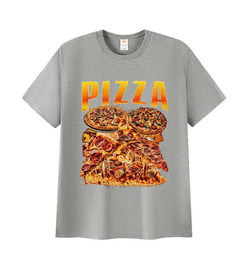 مضحك البيتزا Pepperoni الجبن هاواي اللحوم الغذاء ميمي الجرافيك تي شيرت رجالي إمرأة عادية س الرقبة جودة عالية 100% القطن تي شيرت #5
