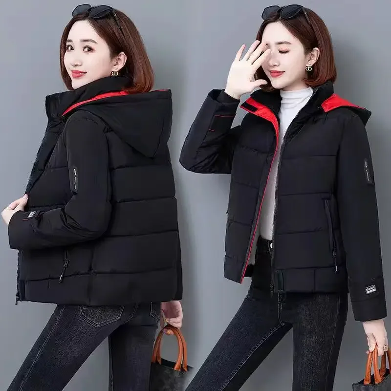 Dicke Fleece Baumwolle Parkas Frauen Puffer Jacke Winter Mode Warme Mit Kapuze Kurze Unten Jacke Dame Casual Solide Zipper Gepolsterte Mantel