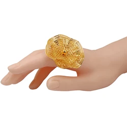 Big Flower Indian Ring Dubai Gold Plated Rings Nigerian Wedding Ethiopian Luxury Finger Jewelry For Women 2023 Party Gift