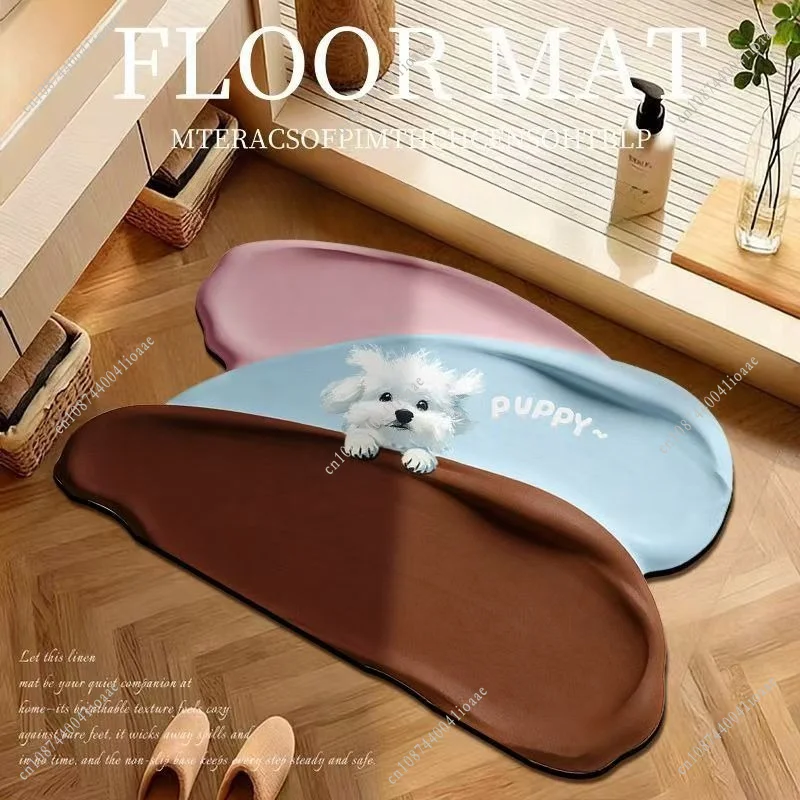 45x70CM Thick Diatom Mud Bathroom Mat Quick Dry Absorbent Non Slip 2D Dog Bath Rug Toilet Door Floor Carpet Home Foot Pad