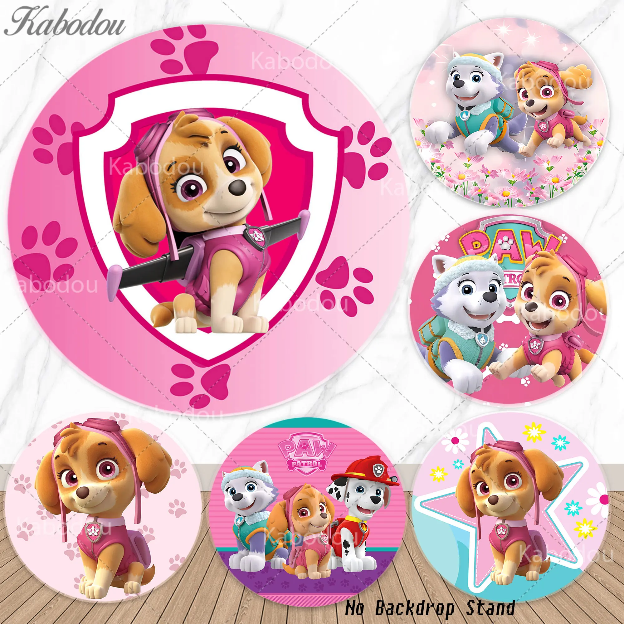 

Круглый фон с изображением собачек из мультфильма «Щенячий патруль» для дня рождения девочек, розовый декор с собачками, фон для фотосессии на детский праздник, круглый реквизит для студии