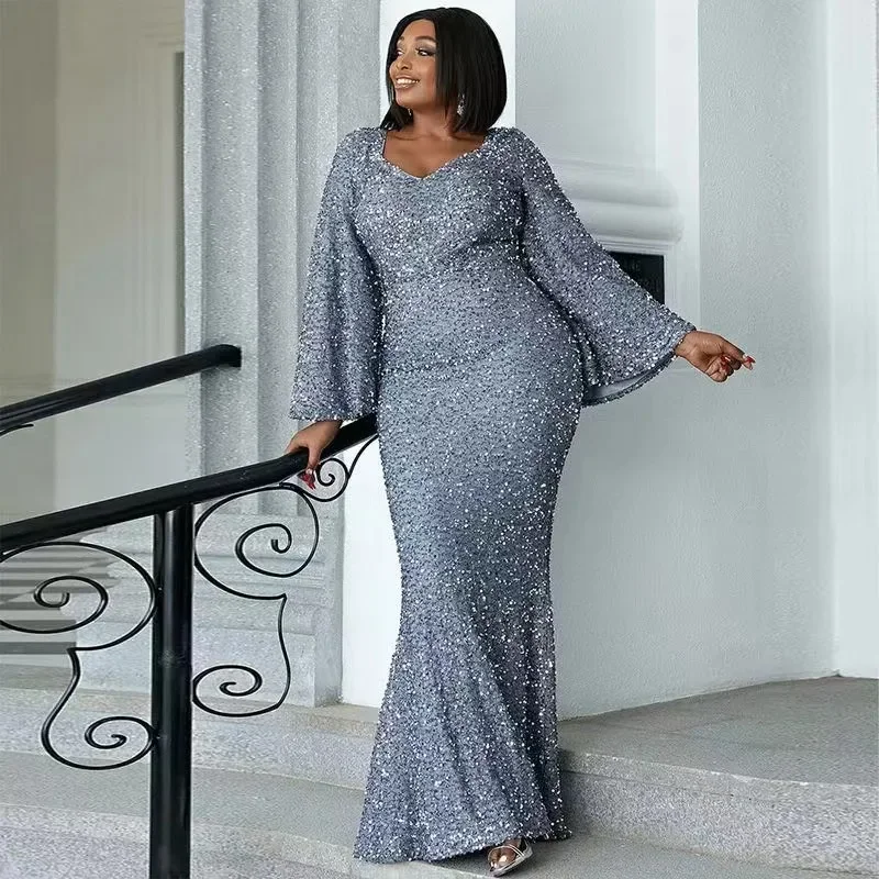 Dubaï sur mesure luxe paillettes soirée longue mère robes 2023 mode Dashiki vêtements africains grande taille robes de mariée