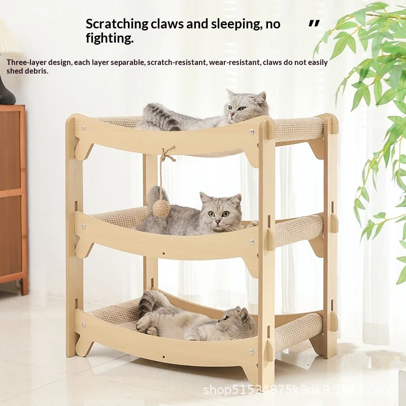 Árbol rascador multi-nivel resistente para gatos con sisal y camita