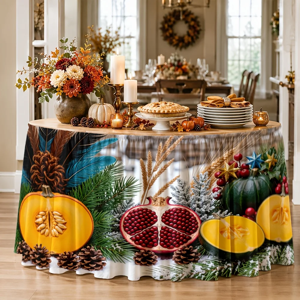 Thanksgiving dinner decoration - Rural farmhouse kitchen dining room holiday table setting - Autumn seasonal display