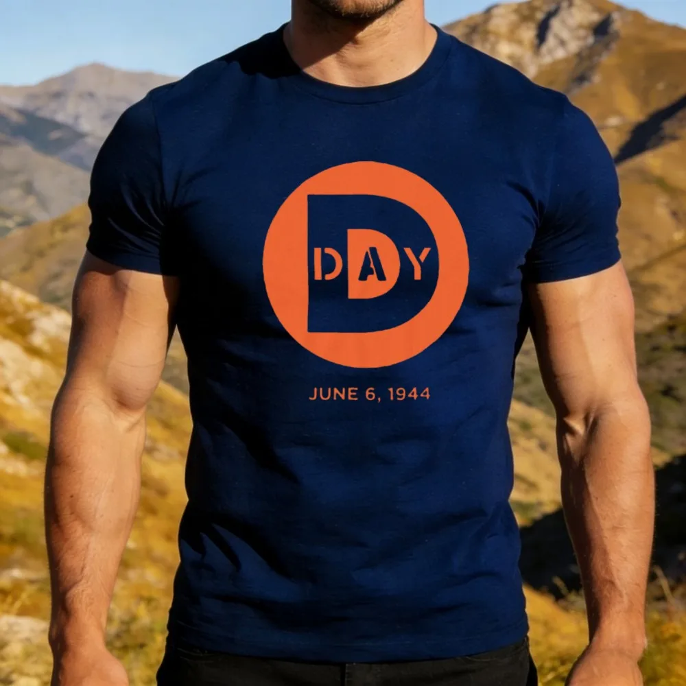 D-Day 1944 Graphic Printed Tee Patriotic Normandy Casual Outfit Men Women Summer Crewneck Cotton Tshirt Daily Life Casual Tops