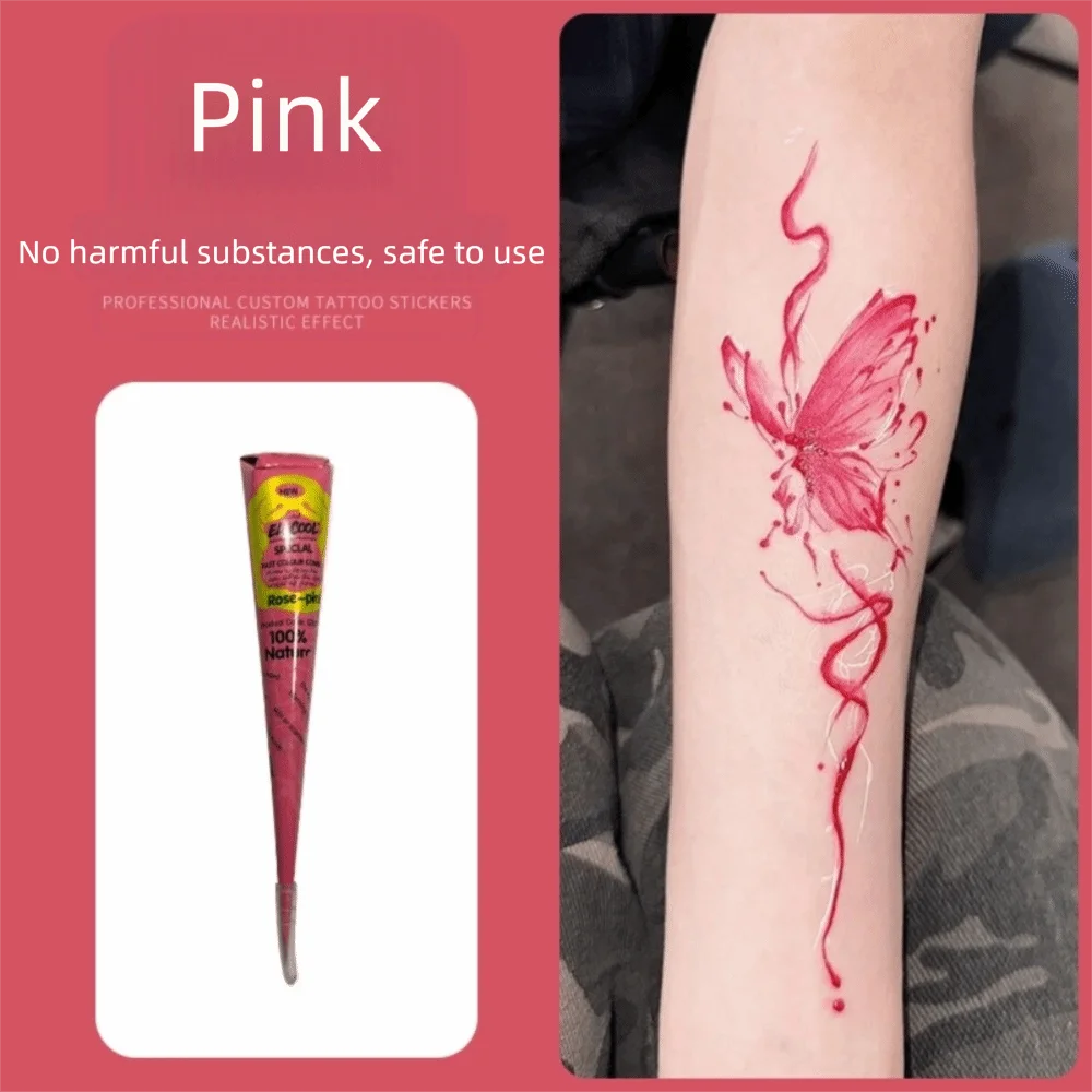 Tattoo Cream Easy-To-Use Henna Tattoo Cream Semi-permanent Black Brown Mehndi Body Art Ink Temporary Brown Henna Cream Body Art
