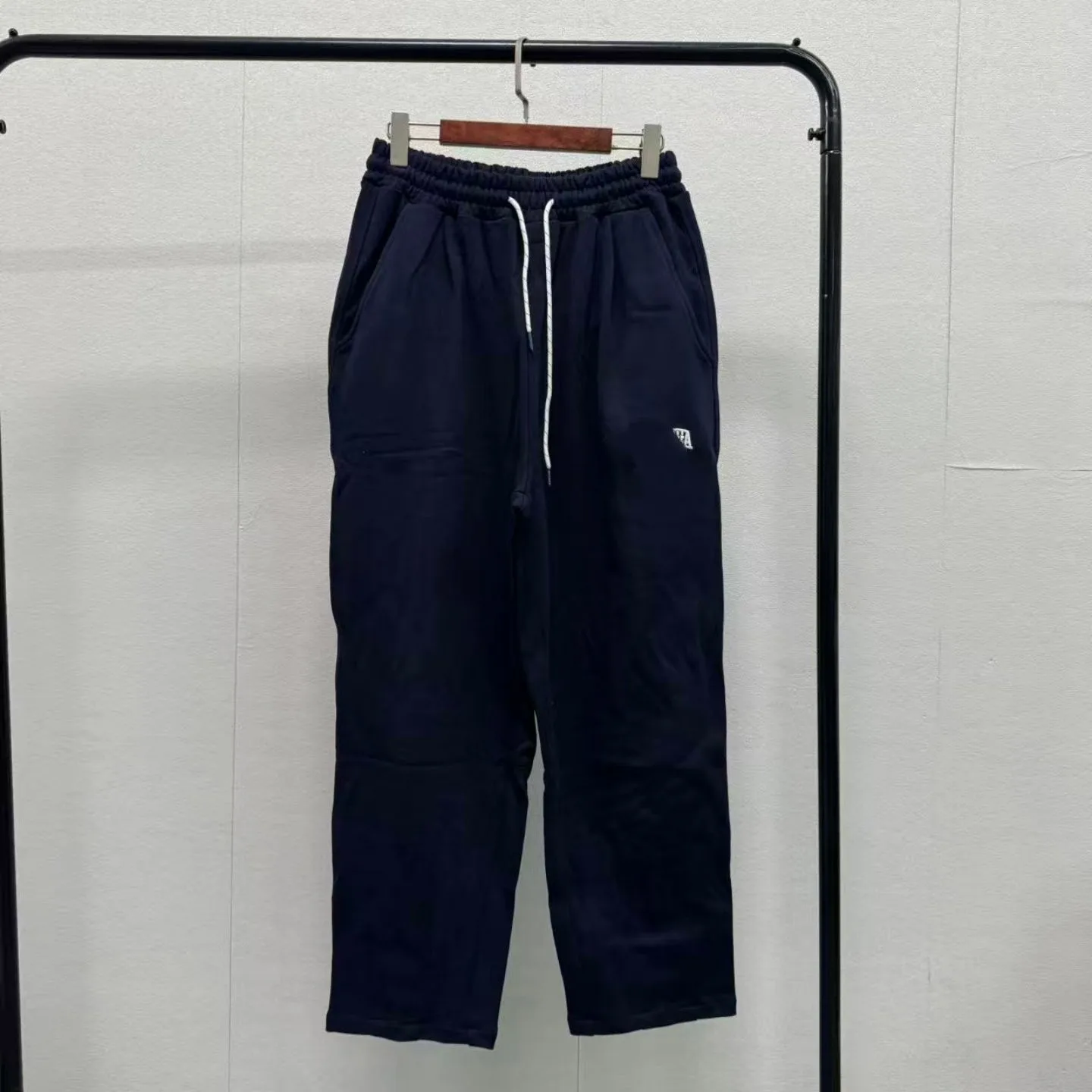 Men's Retro Loop Sport Casual Pants 80 Cotton Loose Straight Stitched Small Logo 0227 Casual Straight Leg Cotton Sweatpants