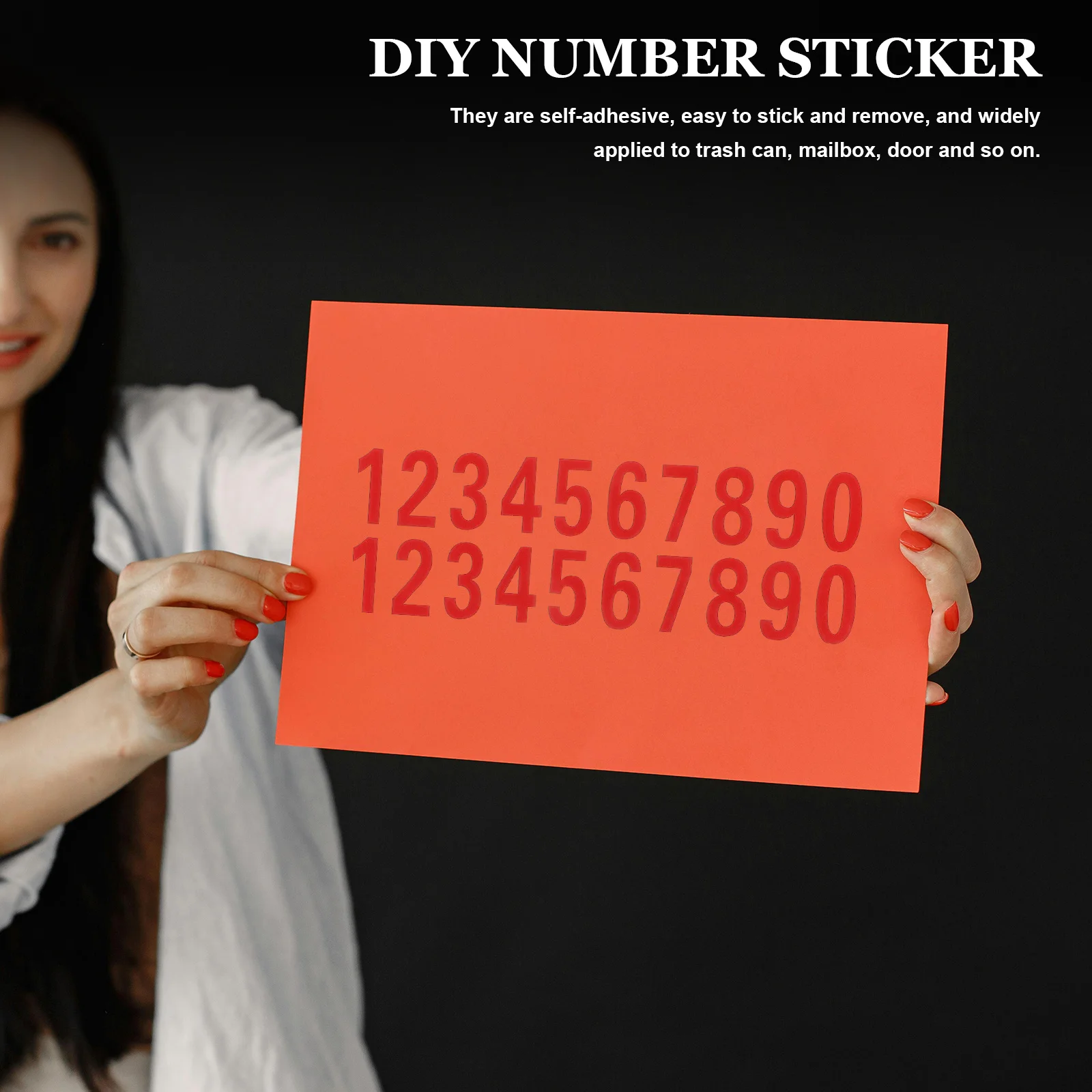 

6pcs Large Number Stickers Self-Adhesive Pvc Pet Reflective Decals For Mailbox Trash Can Address Outdoor Diy White Small