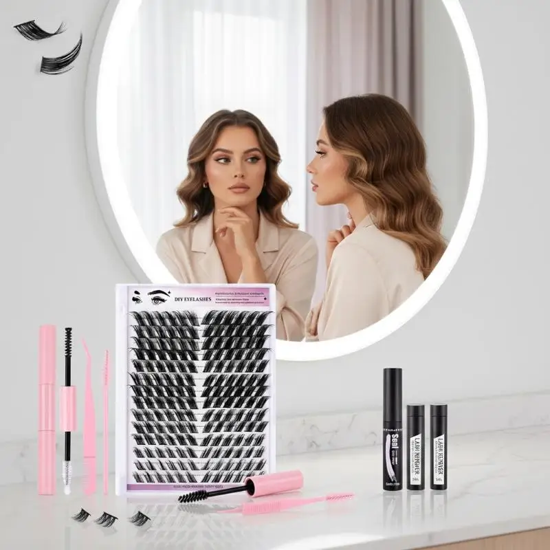 Oblique Winged Cluster False Eyelashes Reusable Soft Extensions Tool Long Curl for Casual Daily Wear