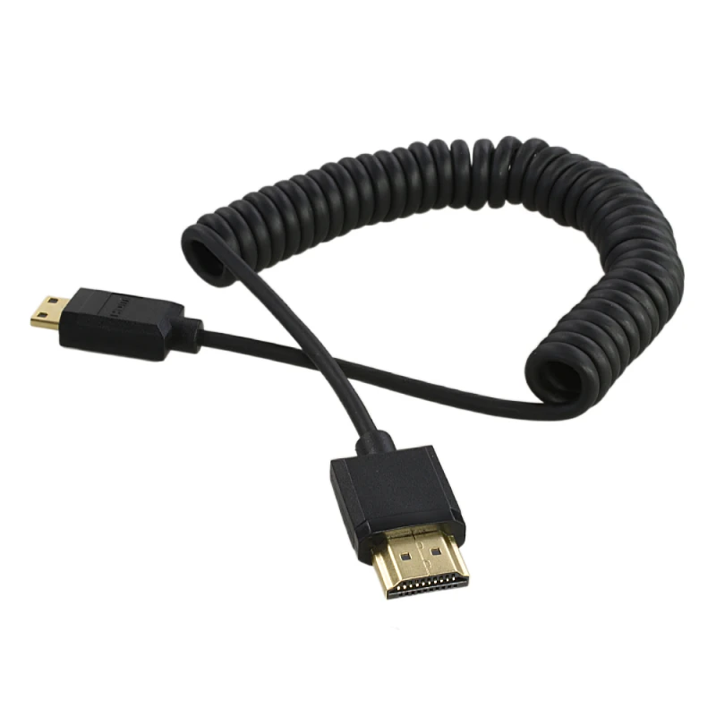 4K Micro HDMI 2.0 Interface Soft Spring Cable For High-Definition Cameras, Computer Adapters, Atomos Monitor Recorders Connector