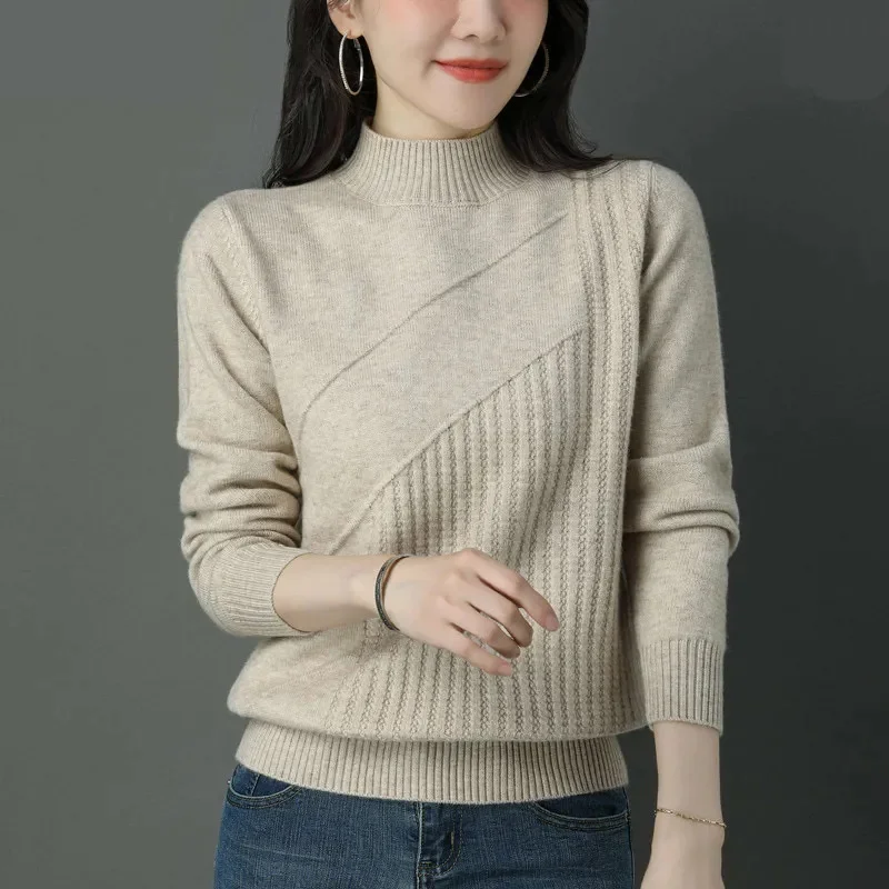 

Свитер, женские новые пуловеры с высоким воротником, осень-зима 2026, высококачественный трикотаж, пальто, женская нижняя рубашка, топы