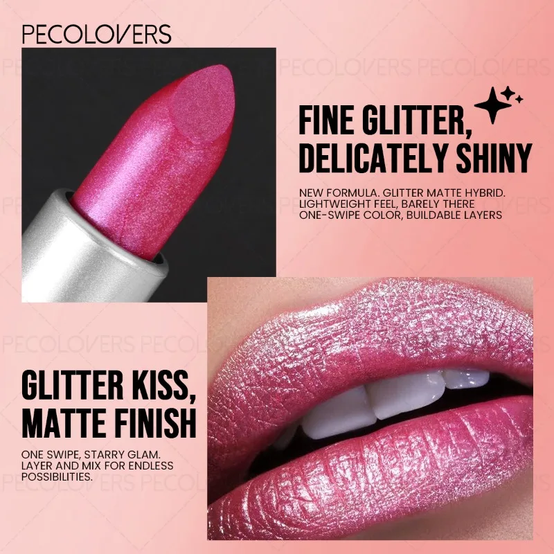 Wielokolorowa brokatowa pomadka do ust, błyszczące i urocze usta, wodoodporna i odporna na pot, odpowiednia do makijażu festiwalowego, kosmetyki do ust