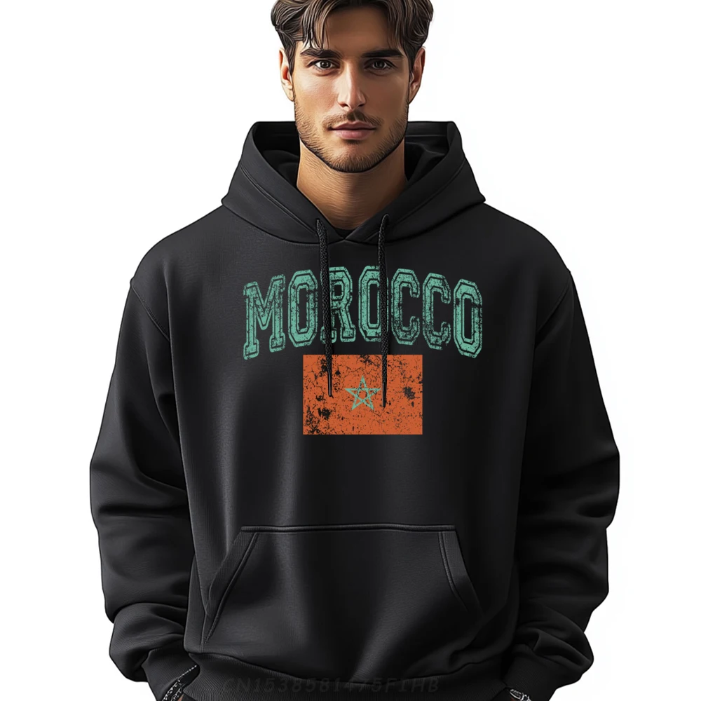 

Funny Female Hoodies Vintage Retro Faded Morocco Flag Classic Hoodies Printed Long Sleeve Party Sweatshirt O Neck