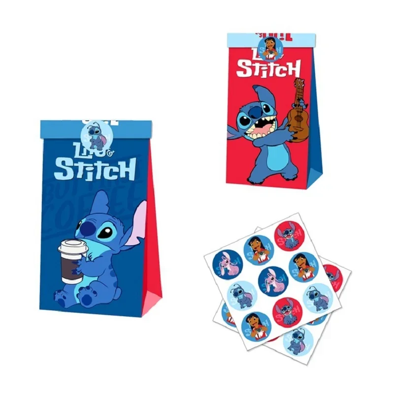 12pcs Disney Stitch Gift Bag Candy Loot Bag Cartoon Theme Party Festival Event Birthday Decoration Favor Party Toys