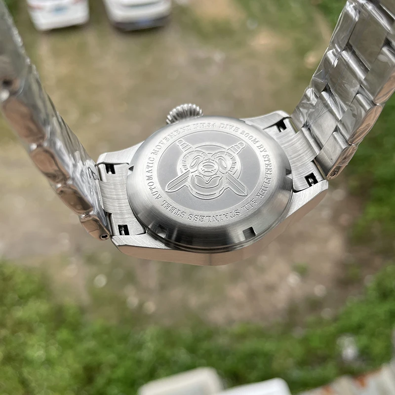 STEELDIVE Orologio GMT da uomo 39MM Orologio da polso meccanico automatico militare Diver 20Bar Zaffiro impermeabile NH34 Data