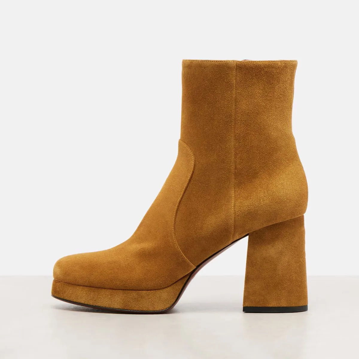 Arden Furtado Women's Autumn Cow Suede Platform Short Boots round Toe Side Zipper Super High Heel Modern Extra Large Size