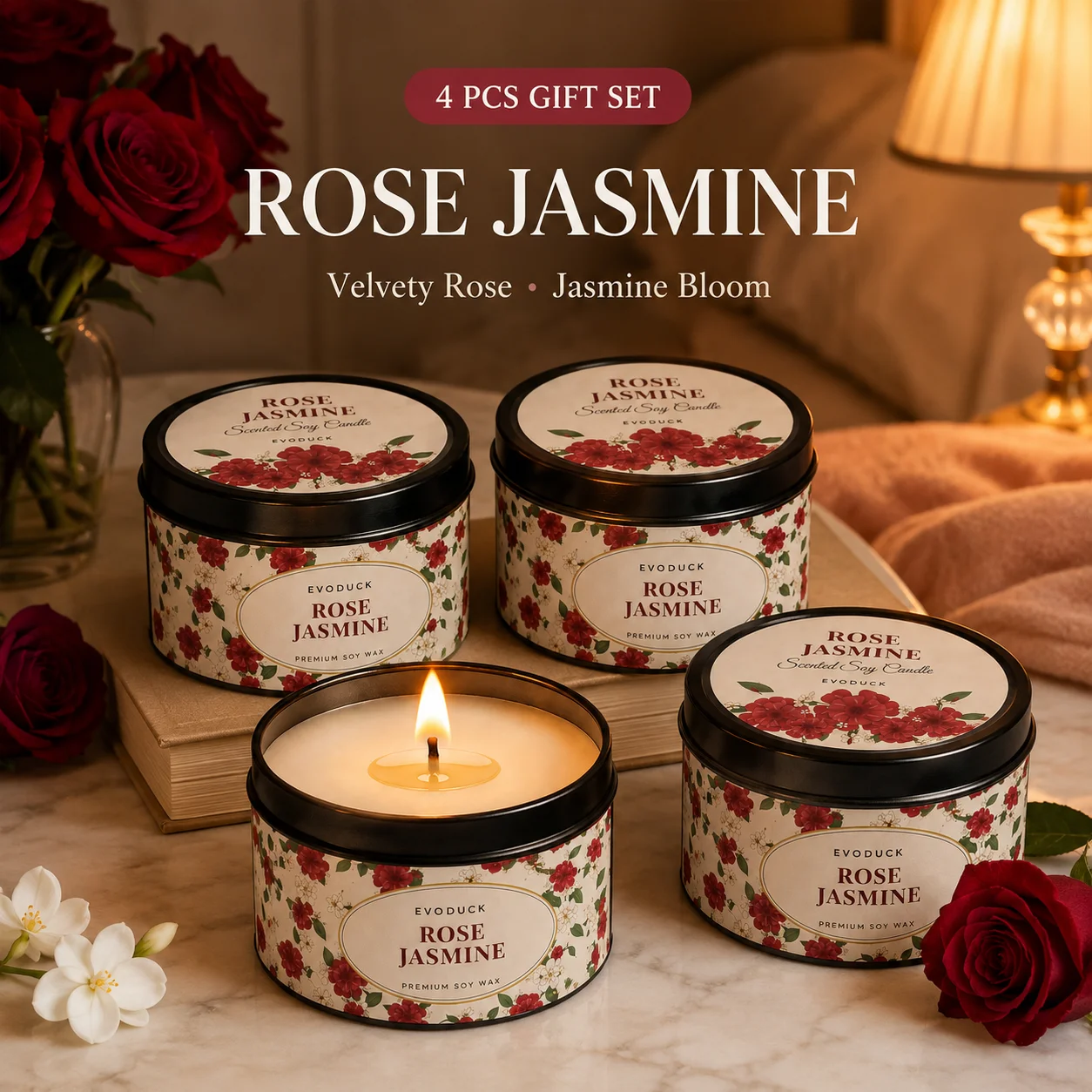 Rose Jasmine Scented Soy Candl - đánh giá và giá Reed Diffuser Set