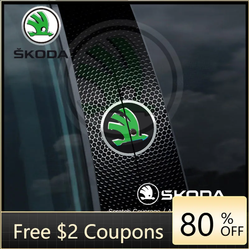 

Car Sticker For Skoda A5 A4 Mk1 2 3 2Pcs Car Center Pillar Anti-scratch Protector Films Stickers For Skoda Octavia 2 3 Superb Ra