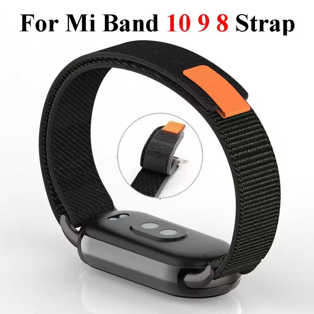 Sport Nylon Strap For Xiaomi Mi Band 10 9 8 Wristband Metal Head Particles For Mi Band 8 9 10 Replacement Breathable Bracelet