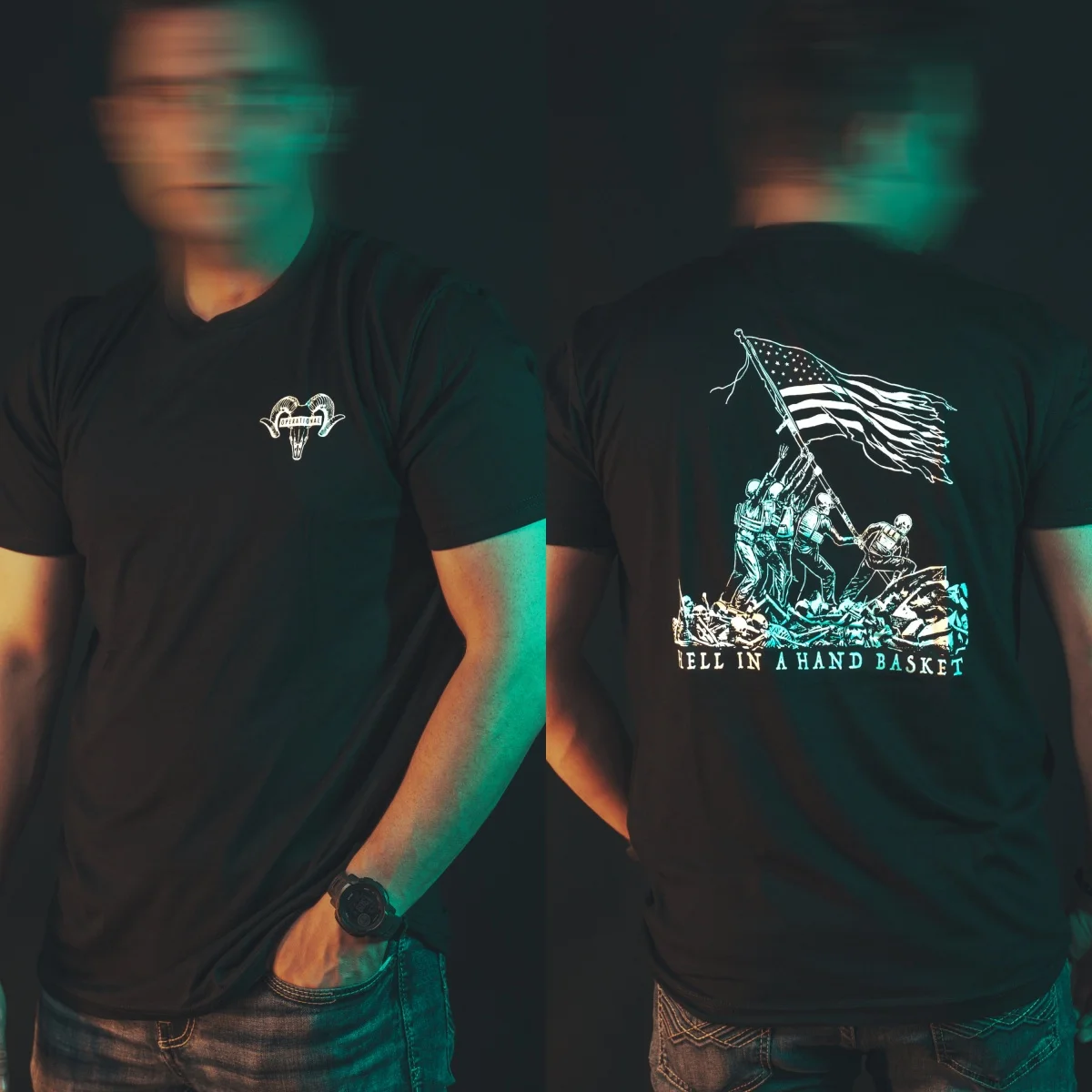 Hell in A Hand Basket T-Shirt Tactics Graphic Cotton Tees Printing High-end Luxury Unisex Style Both of Men and Women