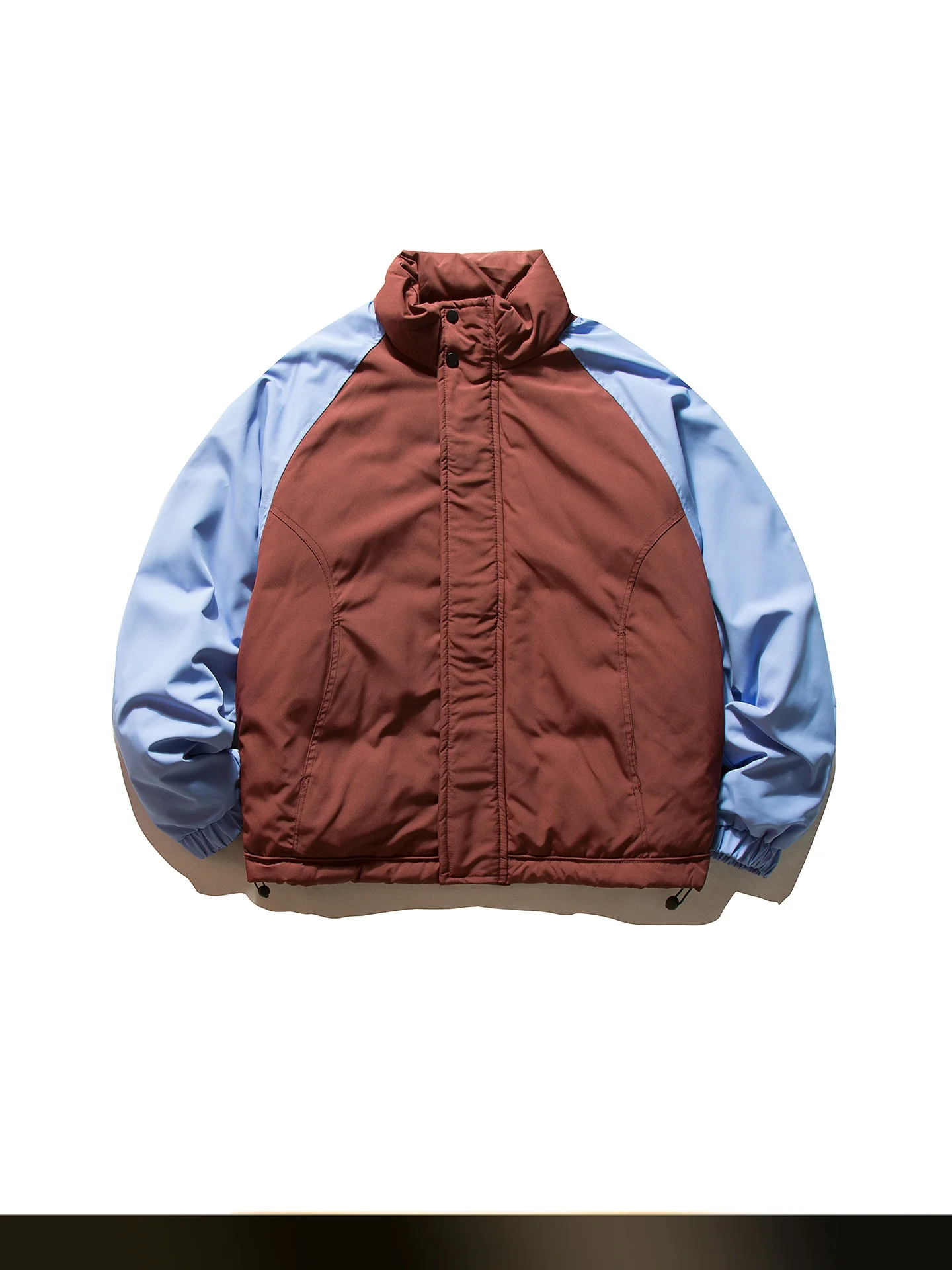 

American Retro Color Blo Stand Collar Men's down Jaet Winter Du Feather Loose Warm Couple's Outerwear Polyester Fiber