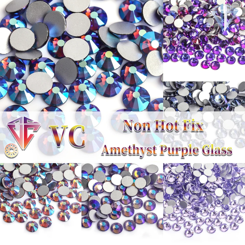Amethyst lila Glas kristalle cтразы nicht Hot Fix Strass Glitzer Strass Flatback Strass für Nägel Kunst Dekorationen DIY