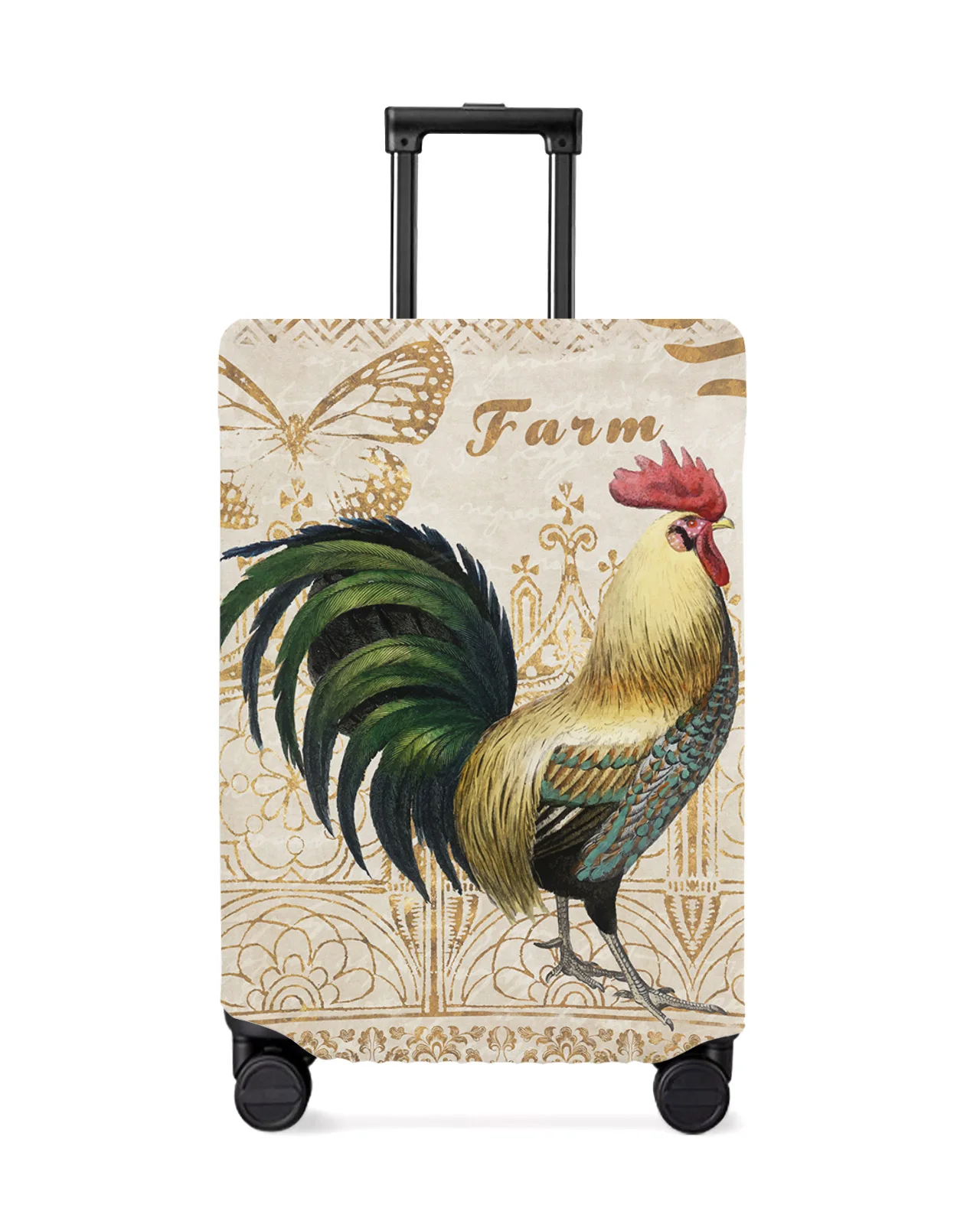 Farm Rooster Butterfly Texture Travel Luggage Protective Cover for Travel Accessories Suitcase Elastic Dust Case Protect Sleeve