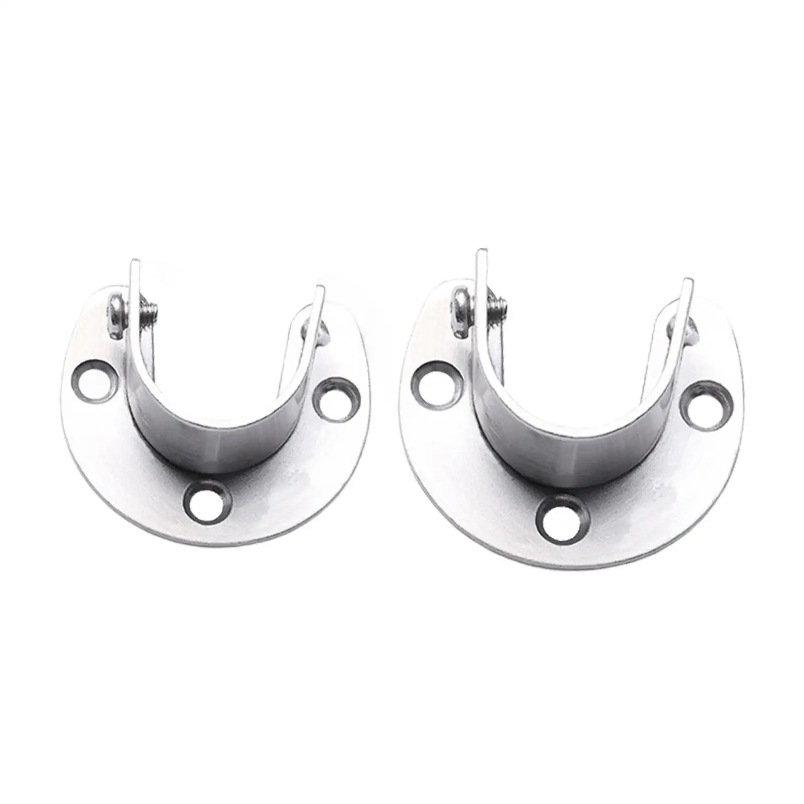 Wardrobe Pole Socket Stainless Steel U Shaped Rod End Support Bracket for Closets and Bathrooms