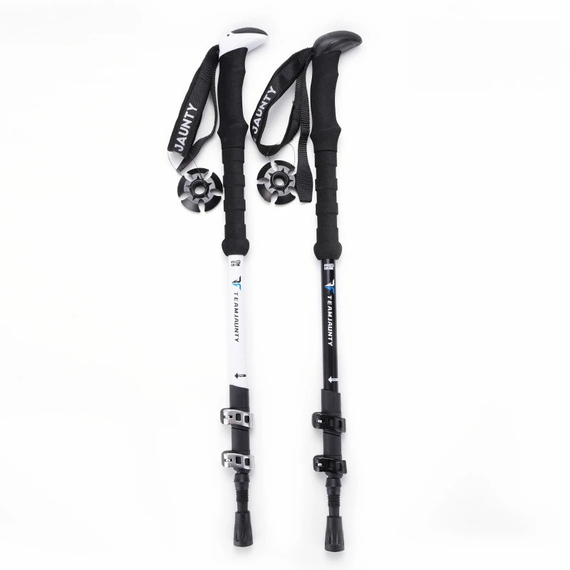 Outdoor Hiking Pole New 7075T6 Aluminum Alloy Trekking Pole Alloy Three-section External Lock Nordic Cane