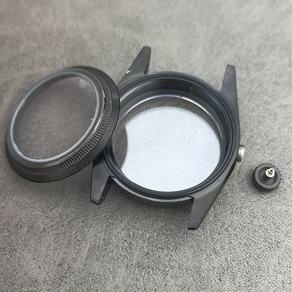 Cassa per orologio in acciaio inossidabile lucido da 36 mm per movimento NH35/NH36, vetro per orologio in cristallo di zaffiro da 28,5 mm e accessori per quadrante