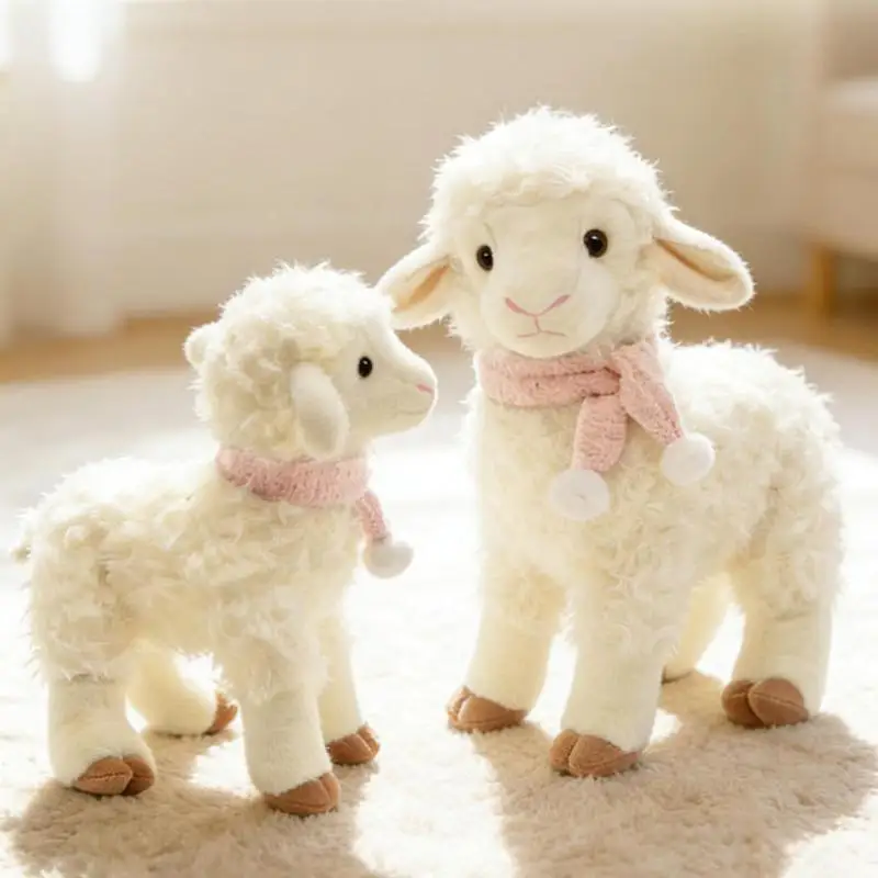 Stuffed Lamb Animal Toy Soft Plush with Bell Sheep Plushies Doll 1Pcs for Eid Mubarak Party Decoration - view 4