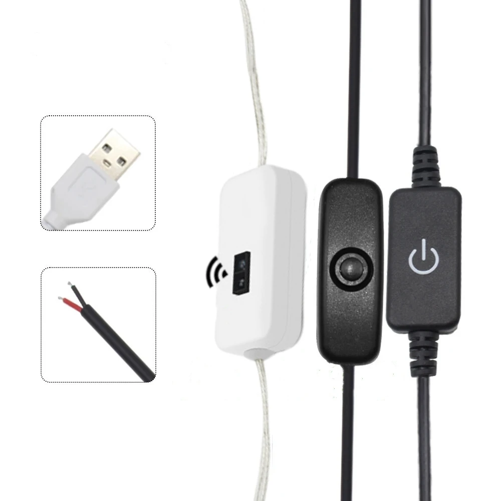 

2Pin USB Power Cord With Remote 1.5M Touch Dimmer Switch 501 ON Off Button Extension Cable Wire For Single Color LED Strip Light