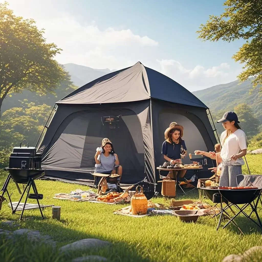 Family-Sized 8-Person Camping Tent with 3 Door Vestibules, 3 Mesh Doors & Skylight