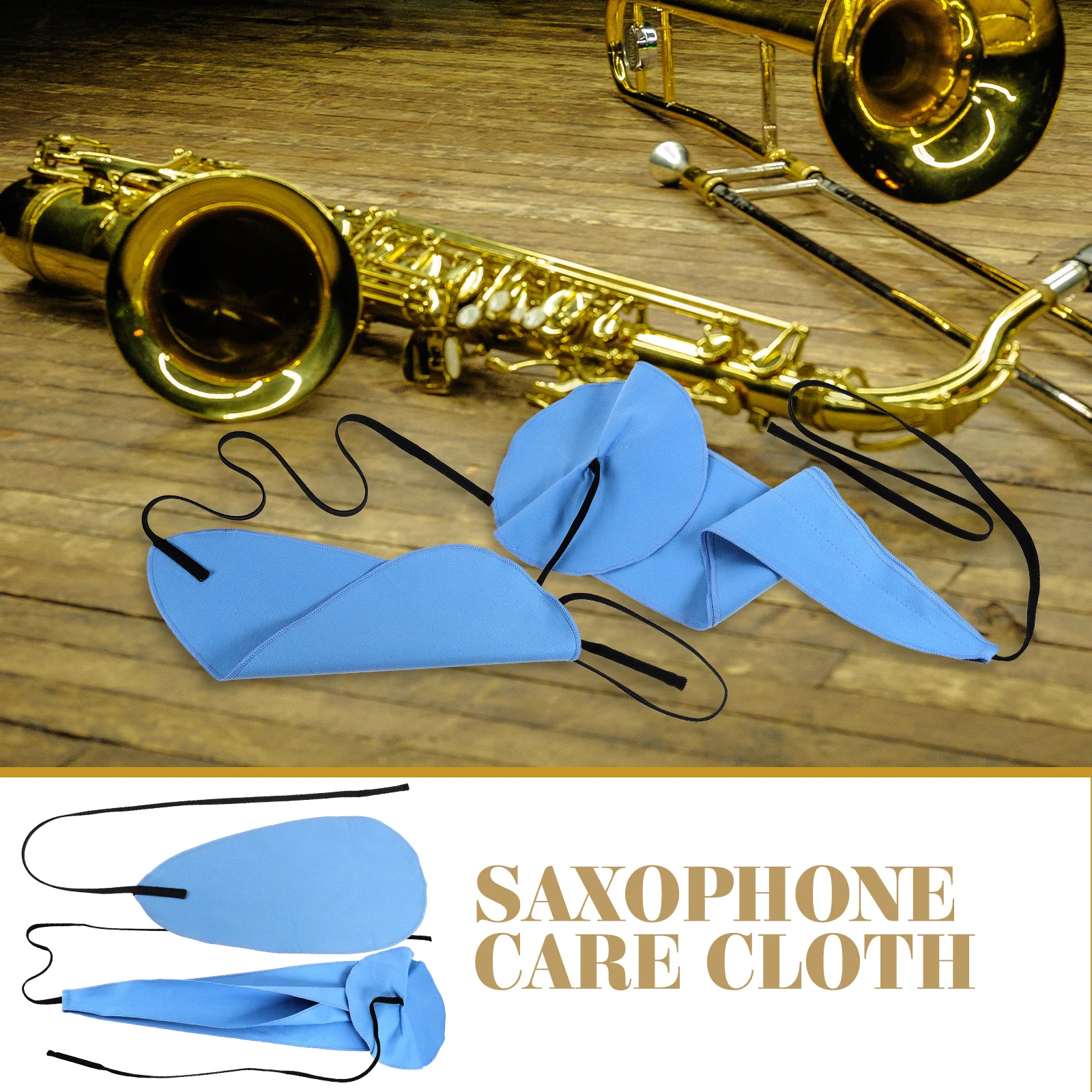 2 قطعة قماش تنظيف أزرق داكن لأدوات صيانة الساكسفون الناي الكلارينيت أدوات الموسيقى عملية قابلة لإعادة الاستخدام #6