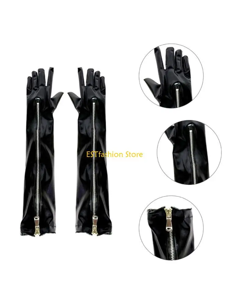 y5gc-stylish-long-pu-leather-gloves-zip-fastener-design-for-fashion-enthusiasts