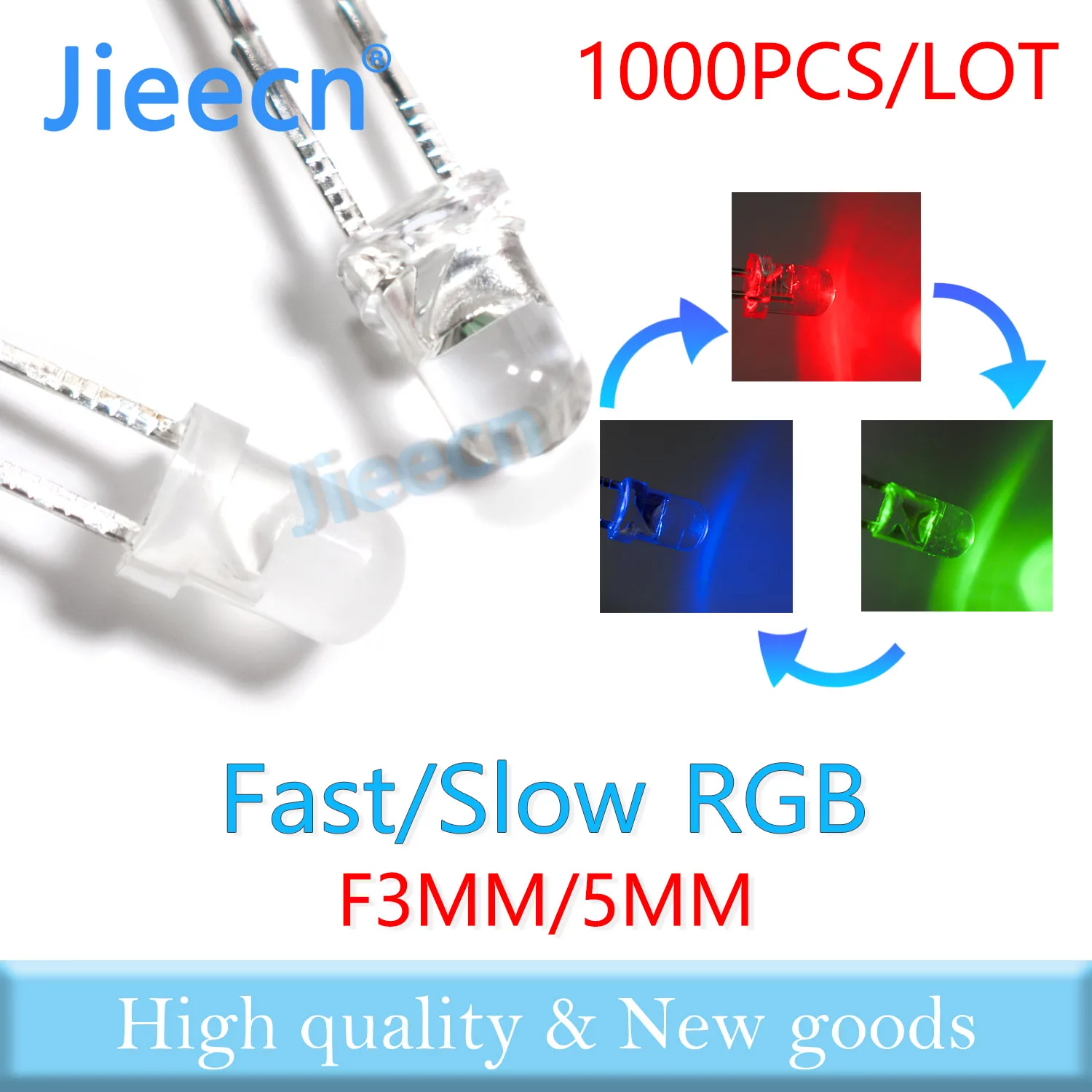 3mm F3 5MM F5 Fast/Slow RGB Flash Red Green Blue Rainbow Multi Color Transparent Diffused DIP LED Bead Light Emitting Diode