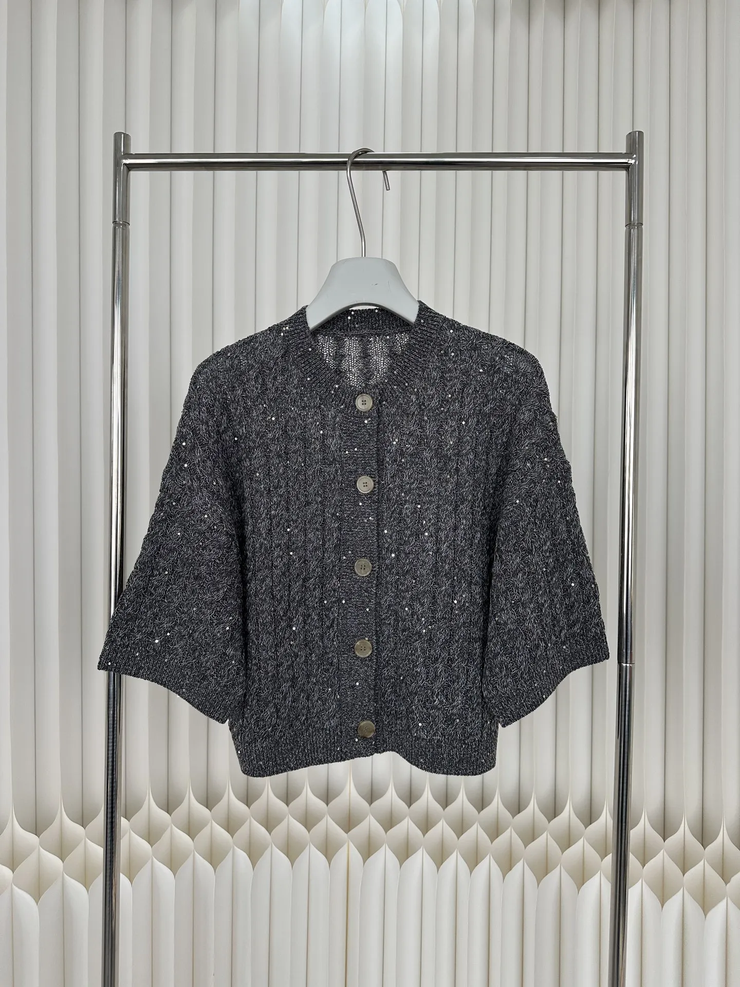2026 New Arrival: Women'S Linen Cardigan—Sparkling Cable-Knit With Sequins—Stylish, Casual, And Versatile