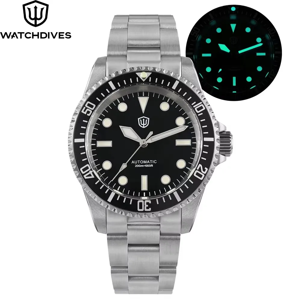 Watchdives WD5513 ساعة فرعية NH35 حركة أوتوماتيكية كريستال الياقوت 20Bar مقاوم للماء مضيئة 38 مللي متر ساعات عتيقة