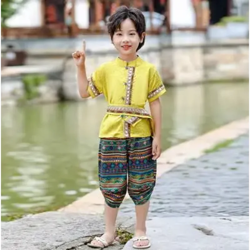 Thai Boy Suit Summer Children Vintage Cloth Girls