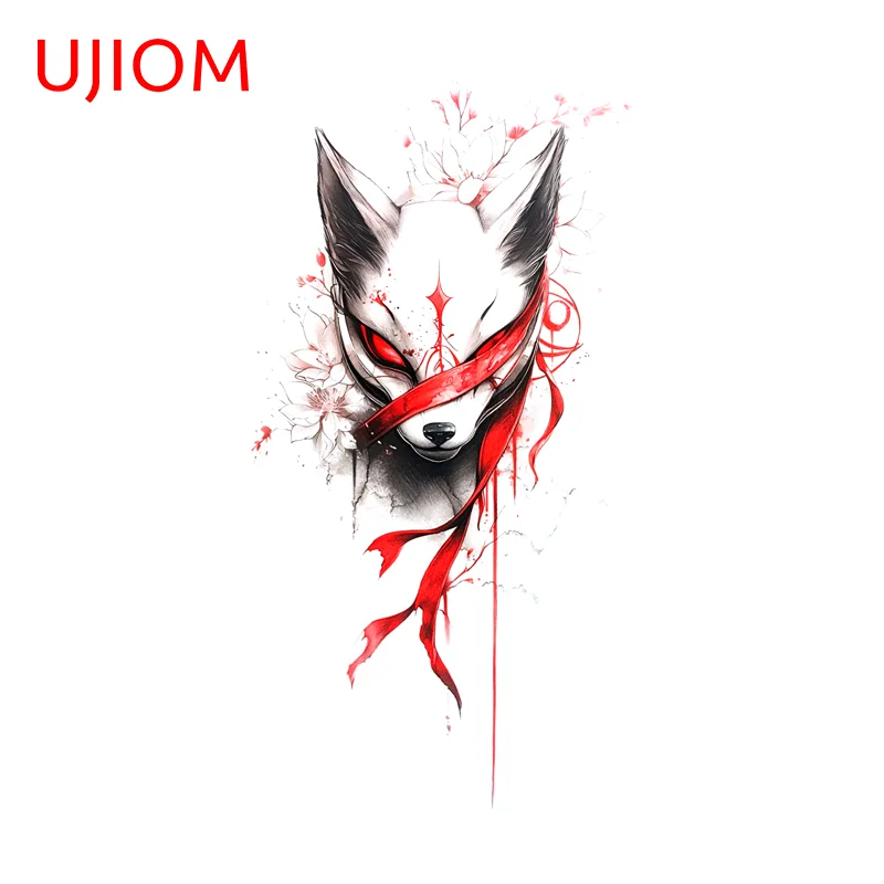 UJIOM Fox Mask Samurai Sword Graffiti Wall Sticker Delicate Tendy Occlusion Scratch Decal Suitable For Cupboard Vestibulec Decor