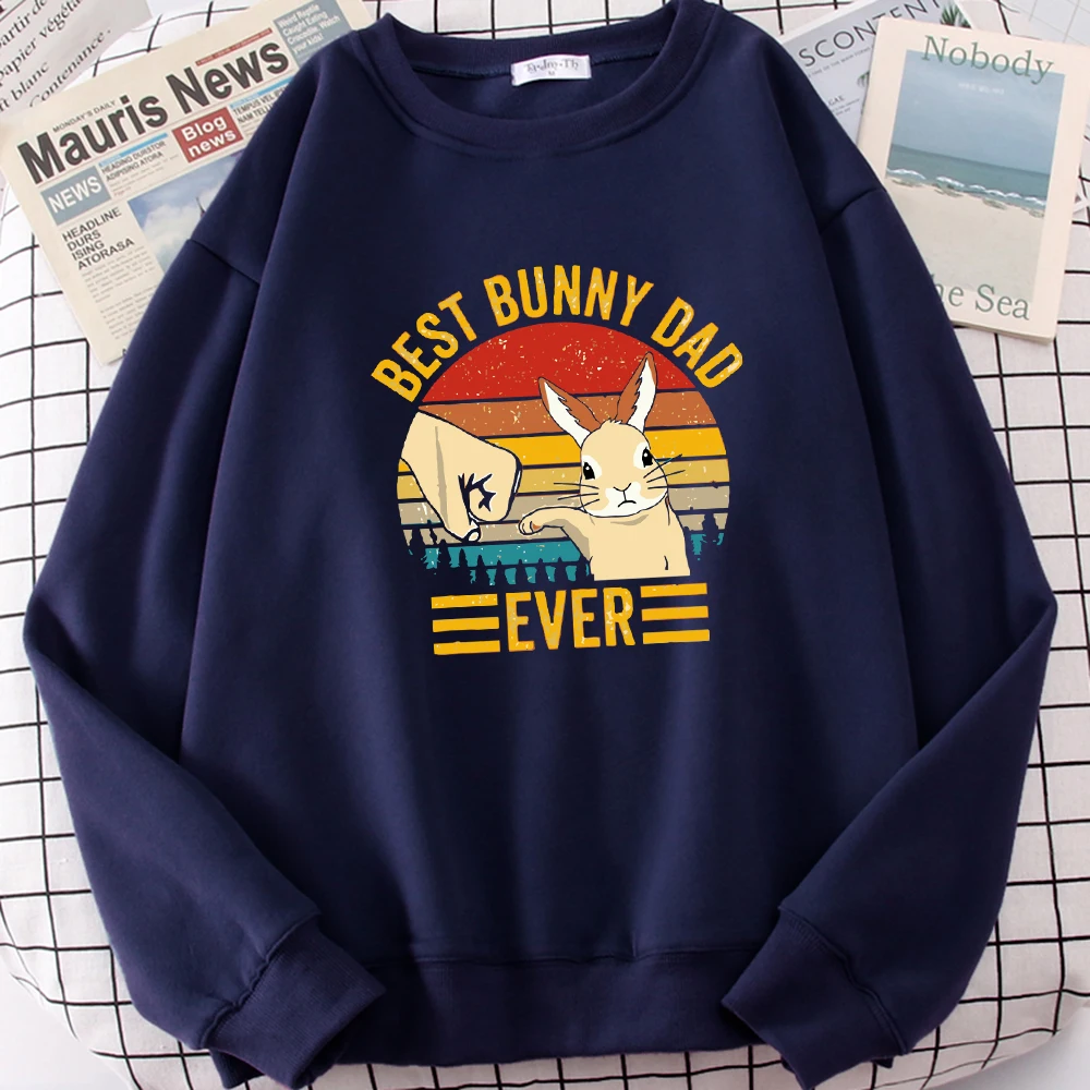 Best Bunny Dad Ever Prints Sweatshirt Trendy Autumn All-Match Clothes Comfortable Fleece Streetwear Hip Hop Women Pullovers